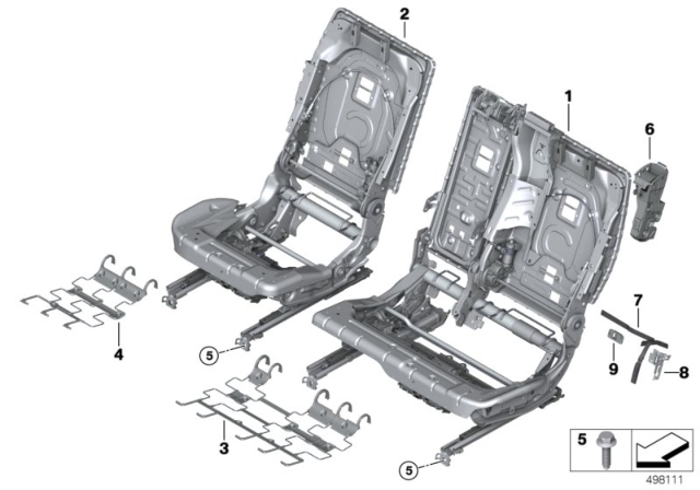 2020 BMW X5 Seat, Rear, Seat Frame Diagram 3