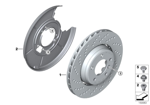 2007 BMW Z4 M Rear Wheel Brake Disc, Perforated Diagram