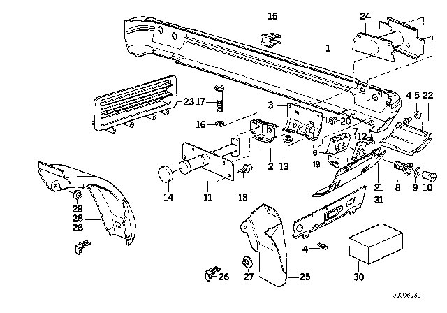 1991 BMW 525i Carrier, Bumper Rear Diagram