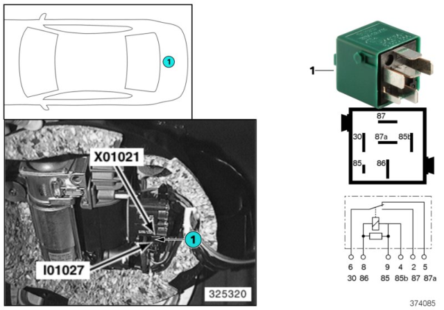 2001 BMW 540i Relay, Compressor Pump Diagram