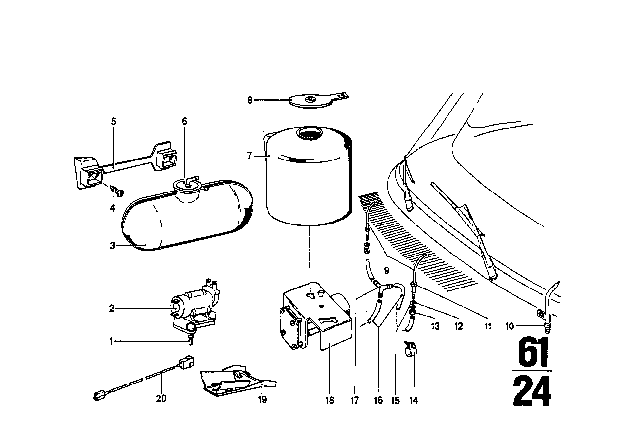 1970 BMW 2002 Windshield Cleaning System Diagram