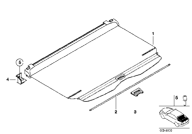 2003 BMW 540i Roller Blind Diagram