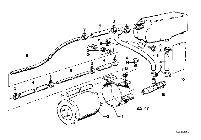 1978 BMW 320i Expansion Tank / Activated Carbon Container Diagram