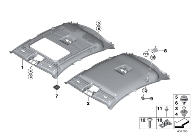 2017 BMW X4 Headlining, Lift-Up & Slide-Back Sunroof Diagram for 51437409367