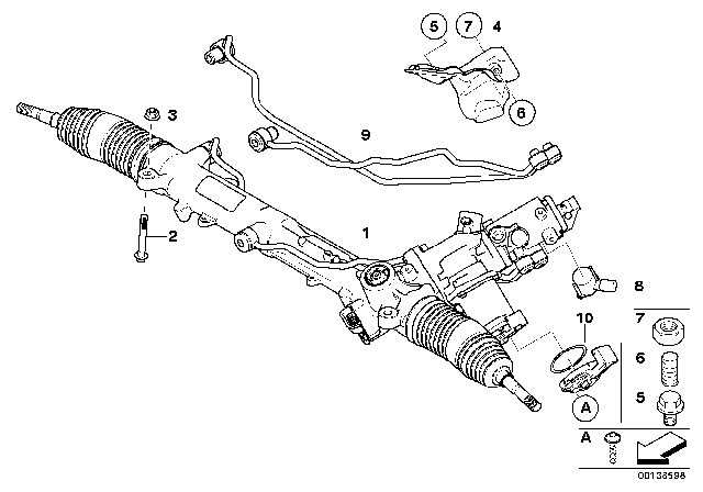 2006 BMW 550i Active Steerin Pipes Set Diagram for 32106777182