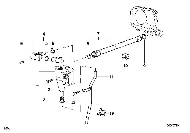 1994 BMW 840Ci Crankcase - Ventilation Diagram