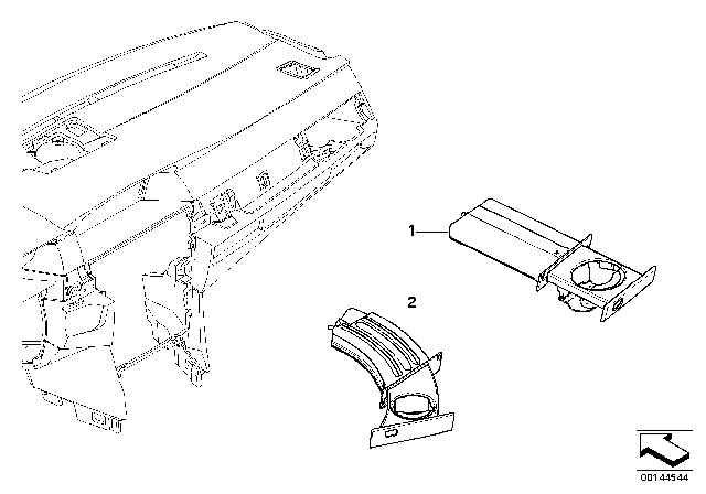 2008 BMW 535xi Individual Drink Holder Covered With Leather Diagram