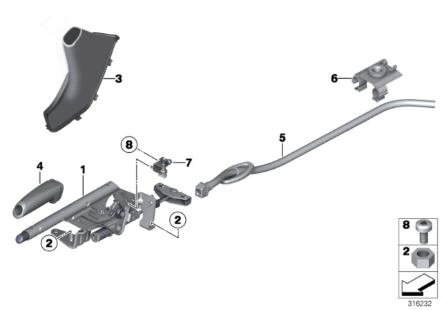 2015 BMW 228i Handbrake Lever Diagram