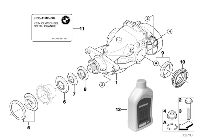 2010 BMW X5 Rear Differential Gear Ratio Diagram for 33107602986