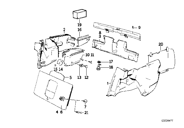 1987 BMW 325e Trunk Trim Panel Diagram 1