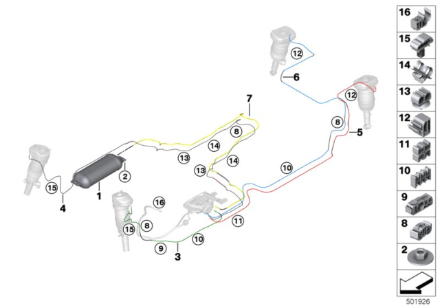 2020 BMW X7 Levelling Device / Tubing / Attaching Parts Diagram