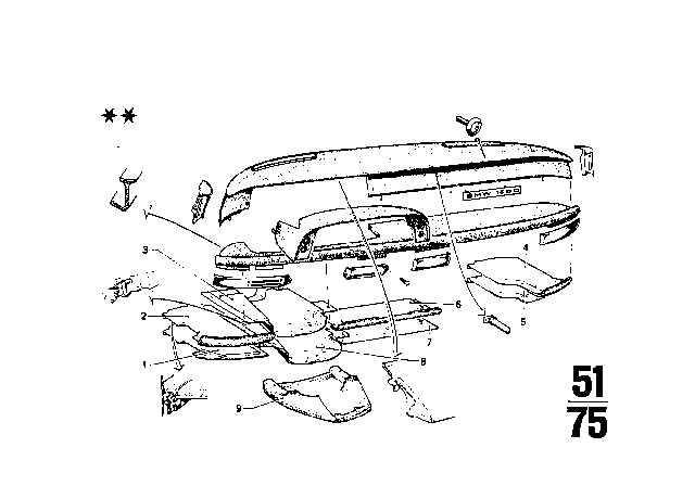 1970 BMW 2002 Dashboard Support Diagram 2