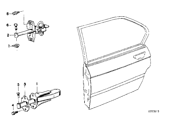 1978 BMW 530i Door Brake Diagram for 41521857712