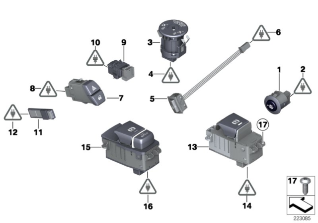 2017 BMW X3 Switch, Parking Brake/Auto-Hold Diagram for 61319385029