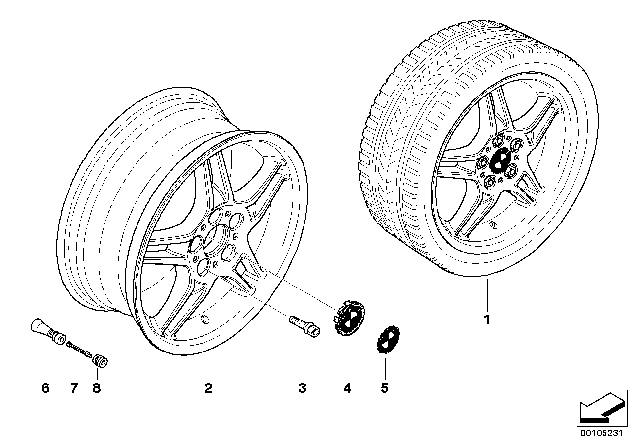 2007 BMW Z4 BMW LA Wheel, Double Spoke Diagram