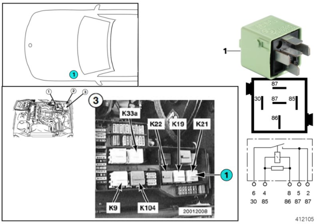 1995 BMW 325i Relay, Auxiliary Fan Stage Diagram 2