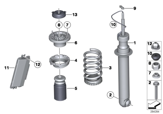 2015 BMW M6 Rear Spring Strut EDC / Control Unit / Sensor Diagram