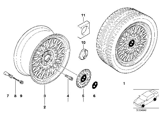 2000 BMW 540i Cross-Spoke Styling Diagram