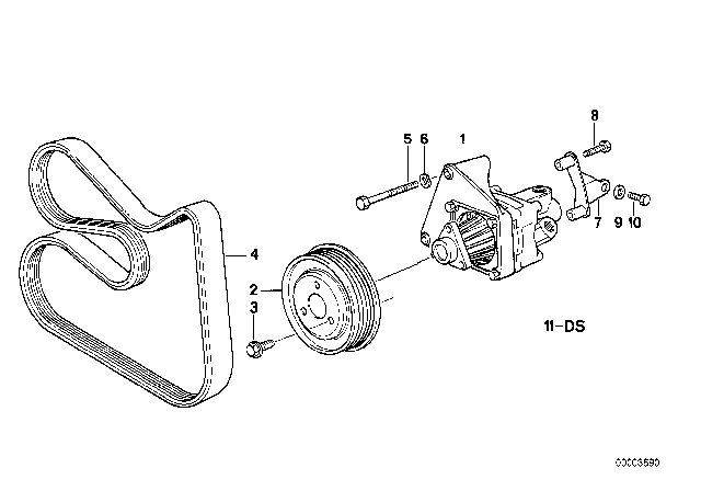 1998 BMW M3 Exchange Power Steering Pump Diagram for 32412227197