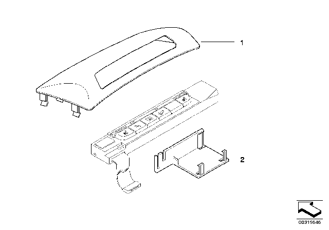 2008 BMW 328xi Switch Unit Cover, Centre Console Diagram