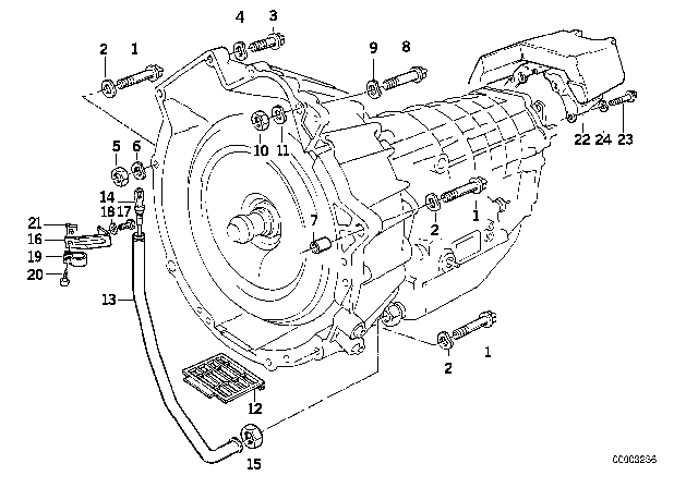 1989 BMW 750iL Transmission Mounting Diagram