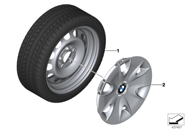 2012 BMW 128i Winter Wheel With Tire Steel Diagram