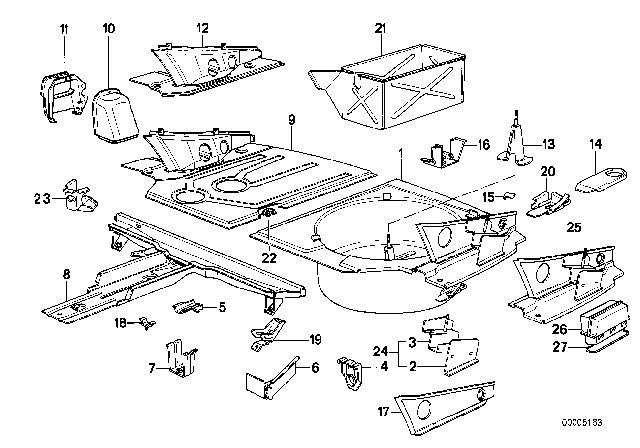 1981 BMW 633CSi Mounting Parts For Trunk Floor Panel Diagram 2