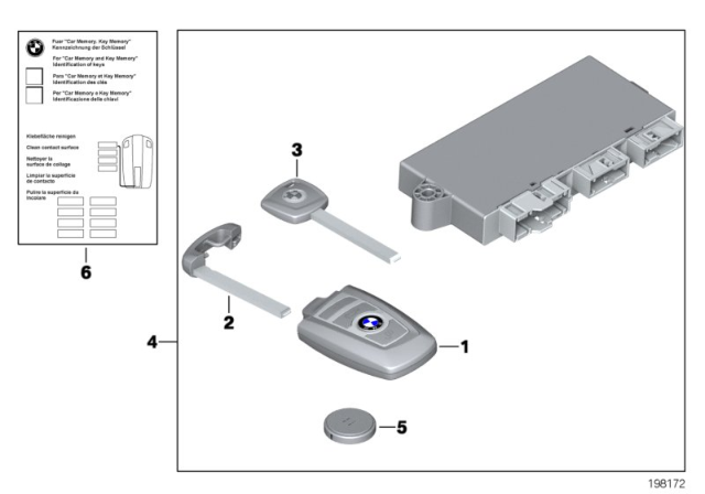 2010 BMW 550i GT Set Of Keys Pca With Cas Control Unit Diagram for 51212159617