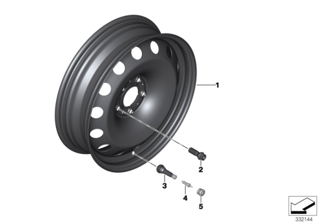 2016 BMW X5 Compact Spare Wheel, Steel, Black Diagram 2