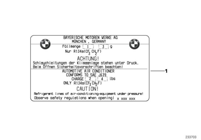 2012 BMW 328i Label, Coolant Diagram