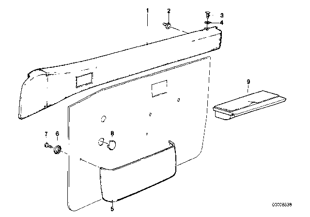 1988 BMW 528e Door Lining Upper Diagram 1