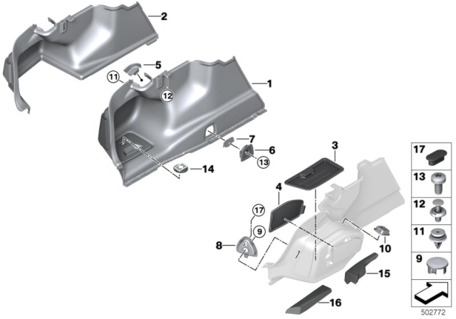 2017 BMW M760i xDrive Lateral Trim Panel Diagram