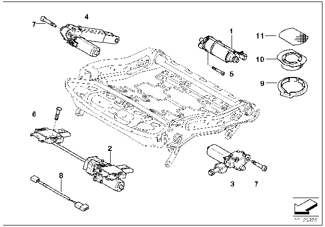 2004 BMW 745i Drive, Longitudinal Seat Adjustm.,Memory Diagram for 67317075945