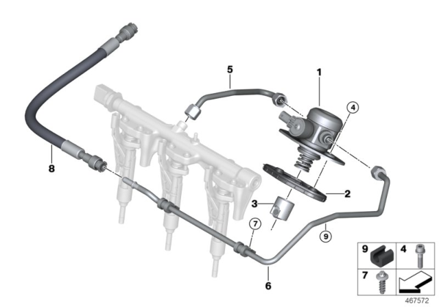 2020 BMW X2 High-Pressure Pump / Tubing Diagram