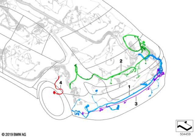 2019 BMW 330i xDrive Repair Cable Main Wiring Harness - Rear Diagram