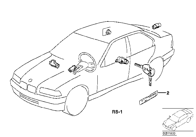 1992 BMW 750iL Repair Kit One-Key Locking System Diagram for 51218136007