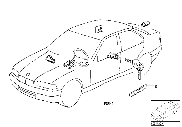 1994 BMW 540i Set Uniform Locking System With Ews Control Unit (Code) Diagram for 51219068971