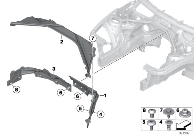 2018 BMW 440i Mounting Parts, Engine Compartment Diagram