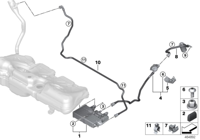 2020 BMW 228i xDrive Gran Coupe Activated Charcoal Filter / Fuel Ventilate Diagram