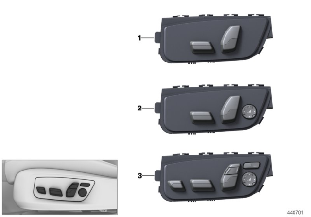 2017 BMW 740i Seat Adjustment Switch Diagram 1