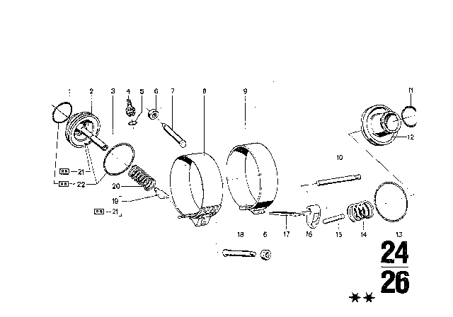 1974 BMW 3.0S Brake Bands (Bw 65) Diagram