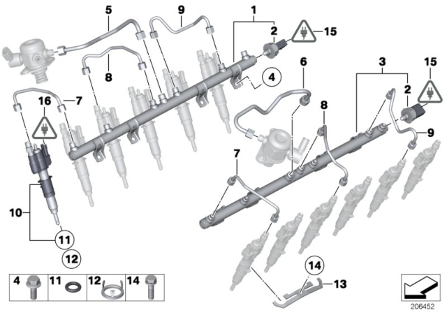 2014 BMW 760Li High-Pressure Rail / Injector / Line Diagram