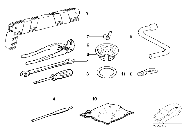 2001 BMW 525i Car Tool / Warning Triangle Diagram