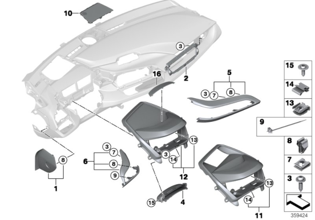 2019 BMW i8 Mounting Parts, Instrument Panel Diagram 2