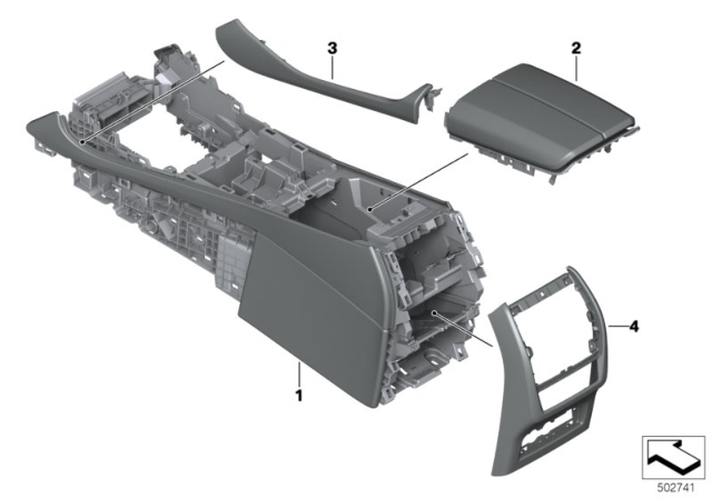 2019 BMW X7 Individual Option Centre Console Leather Diagram