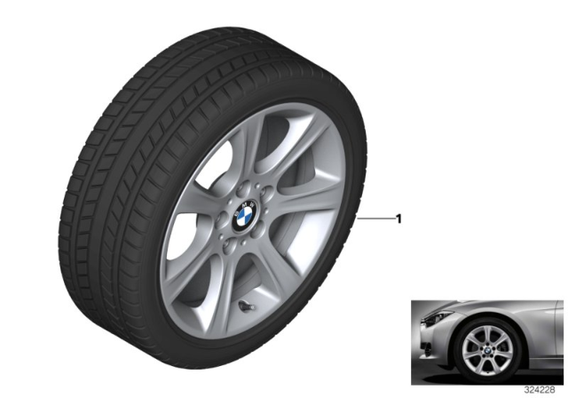 2018 BMW 330i GT xDrive Winter Wheel With Tire Star Spoke Diagram 1