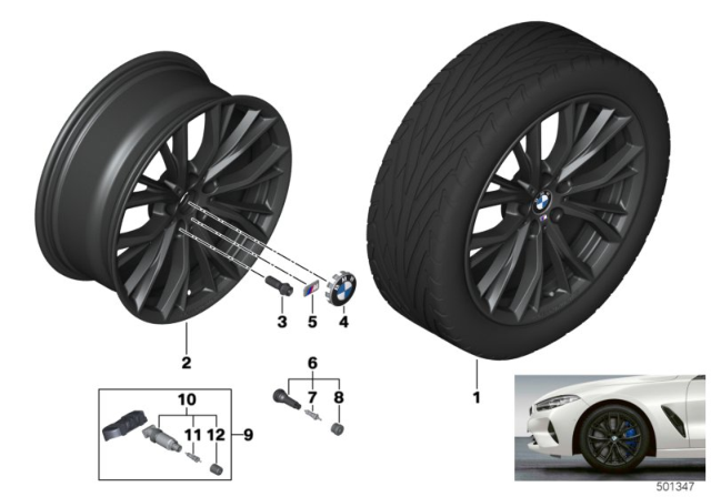 2019 BMW M850i xDrive BMW LA Wheel, M Double Spoke Diagram