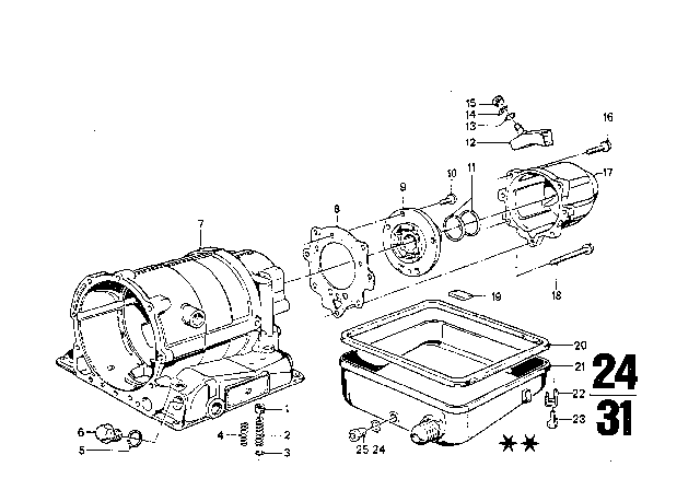 1975 BMW 3.0Si Housing Parts / Lubrication System (ZF 3HP22) Diagram 2