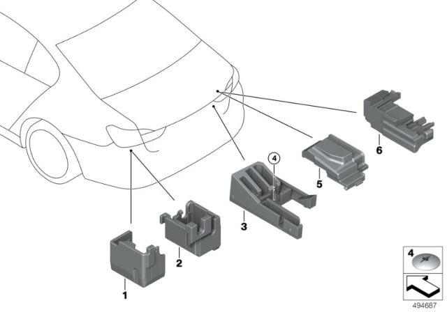 2018 BMW 540d xDrive Device Holder, Luggage Compartment Diagram