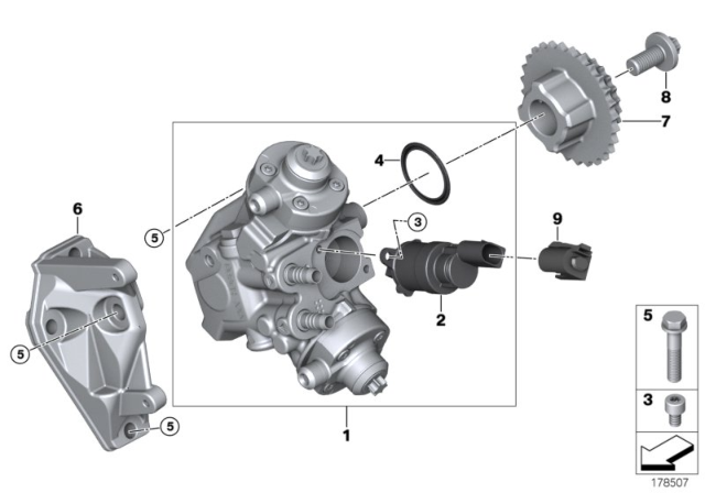 2015 BMW 535d High-Pressure Pump Diagram
